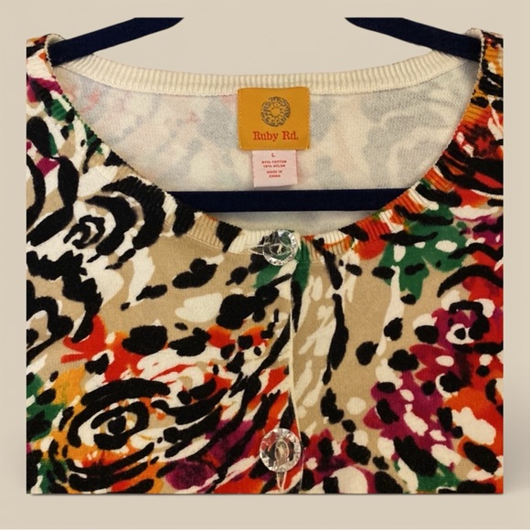 Ruby Rd. Multicolor Abstract Cardigan  size Large  
NWOT - Picture 3 of 11
